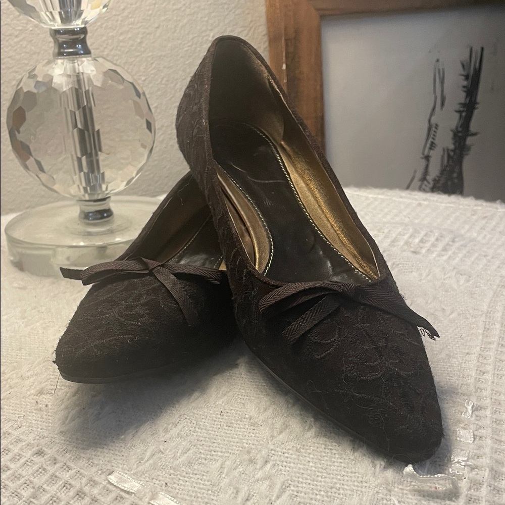 Prada Black Lace Flats with Bow